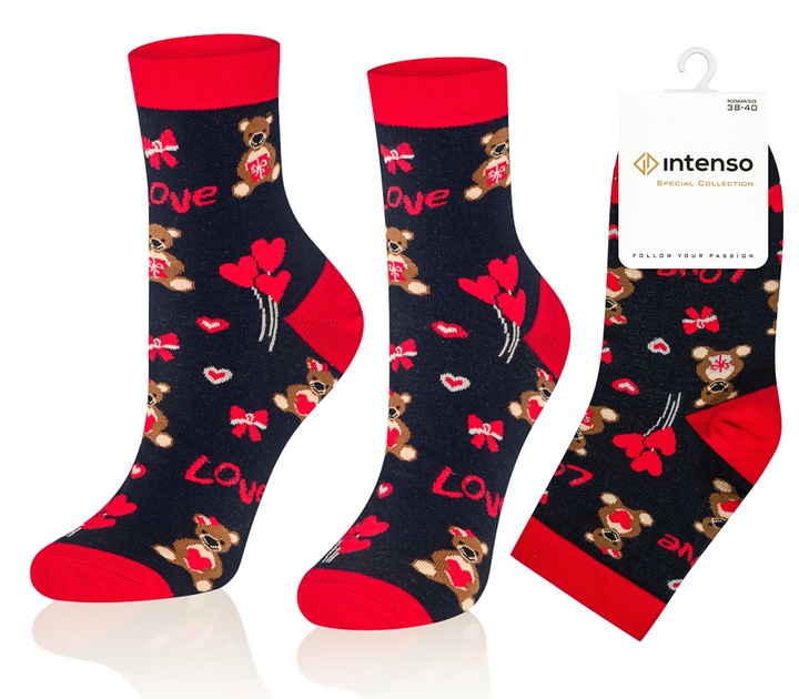 SKARPETKI WALENTYNKOWE DAMSKIE WALENTYNKI 3-PAK NA PREZENT DLA DZIEWCZYNY