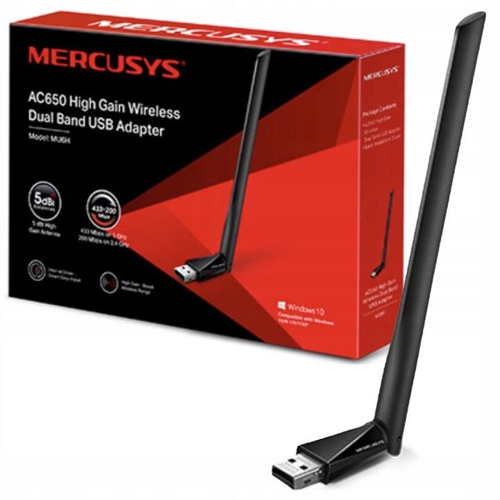 Karta sieciowa Mercusys Adapter WIFI AC650 +ANTENA
