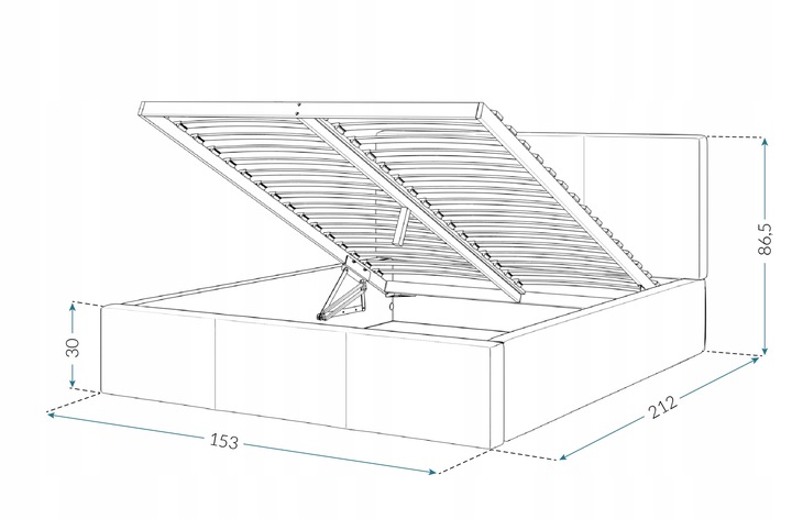 Łóżko 140x200 tapicerowane stelaż podnoszony AMBER