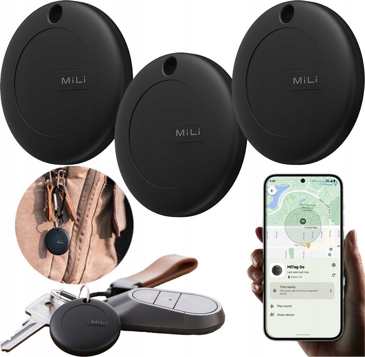 Lokalizator MiLi MiTag Android czarny 3szt