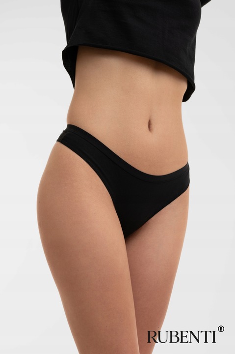3x Majtki STRINGI DAMSKIE BAWEŁNIANE CZARNE - ZESTAW - PREMIUM - RUBENTI
