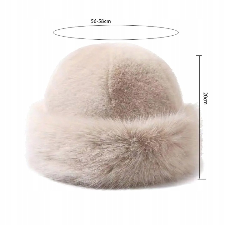 Czapka Damska Ciepła Futrzana Futerkowa Beżowa w kolorze Beżu Zimowa