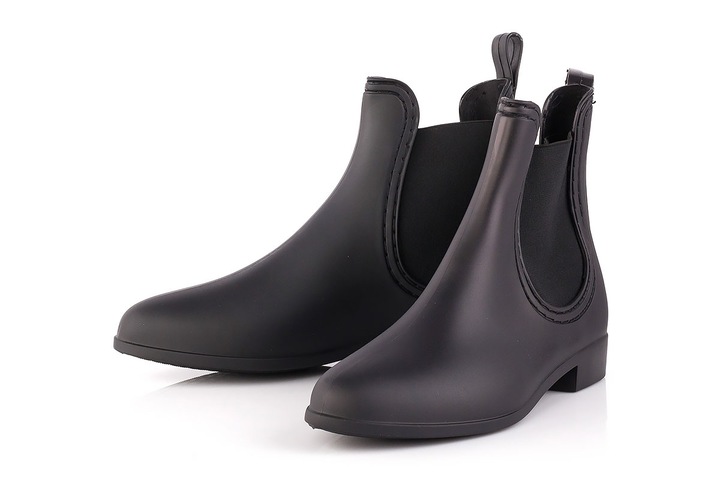 Kalosze damskie krótkie czarne matowe z gumką sztyblety meliski