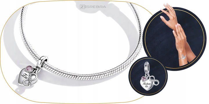 CHARMS SERCE srebro 925 NIESKOŃCZONOŚĆ GRAWER charms nieskończoność pr S925