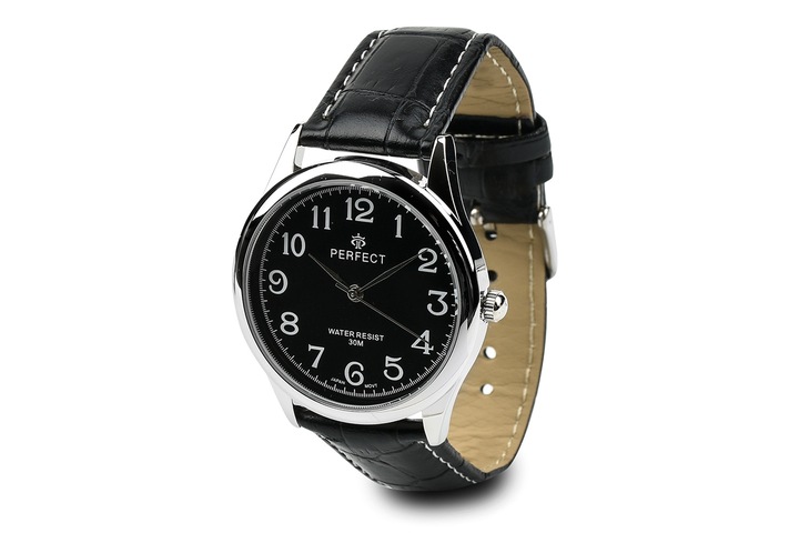 Zegarek męski klasyczny kwarcowy elegancki pasek skórzany analog Perfect
