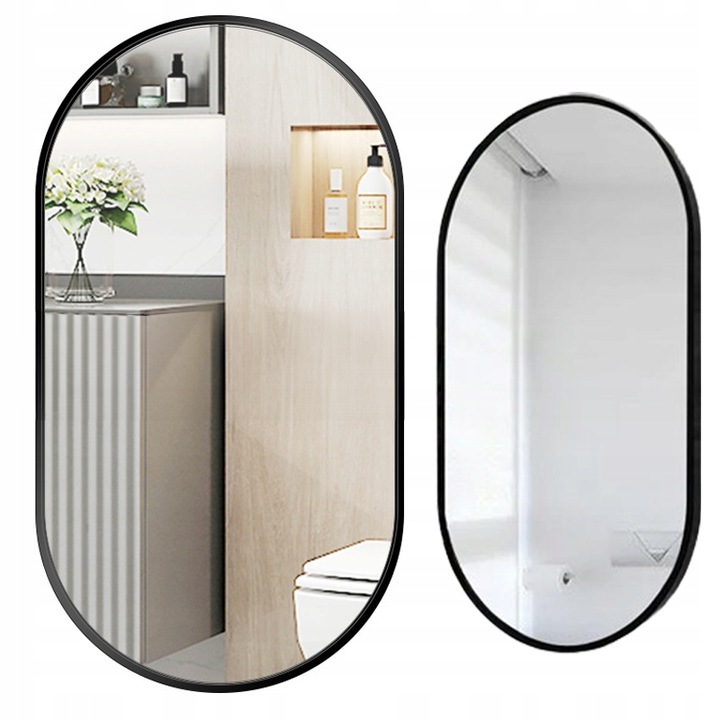 DUŻE LUSTRO OWALNE Industrialne ŁAZIENKOWE SALON SYPIALNIA CZARNE