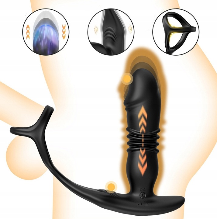 MASAŻER PROSTATY RUCH GÓRA-DÓŁ + RINGI NA PENISA I JĄDRA + WIBRATOR MĘSKI