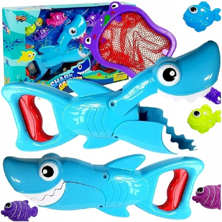 RYBKI DO KĄPIELI WANNY POLUJĄCY REKIN ŁOWIENIE RYBEK ŁAPACZ SIATKA NA RYBY