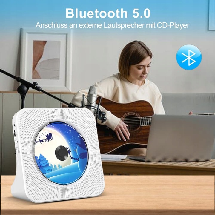 Przenośny odtwarzacz cd z baterią AUX USB FM LCD