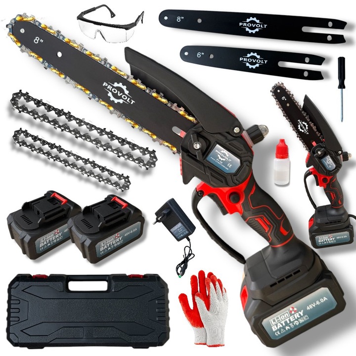 PIŁA ŁAŃCUCHOWA BEZSZCZOTKOWA AKUMULATOROWA PILARKA 6" + 8" CALI 2 AKU