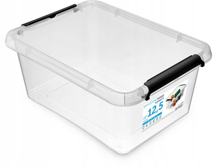 Pojemnik Plastikowy Przeźroczysty z Pokrywą 12,5L Pudełko Pudło