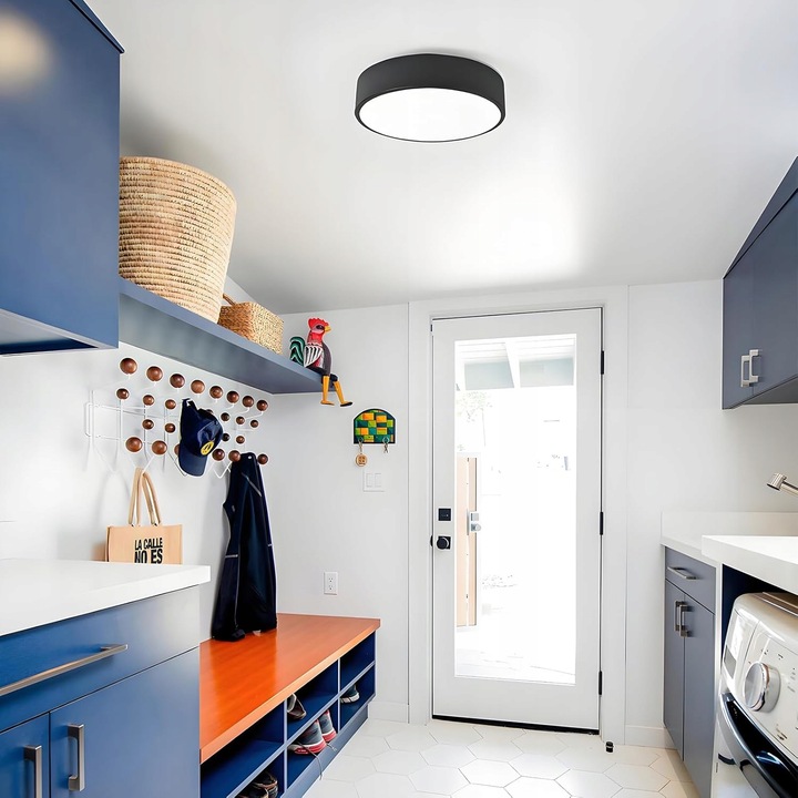 LAMPA SUFITOWA PLAFON OKRĄGŁY LED 30 X 5 CM CZARNY Z PILOTEM