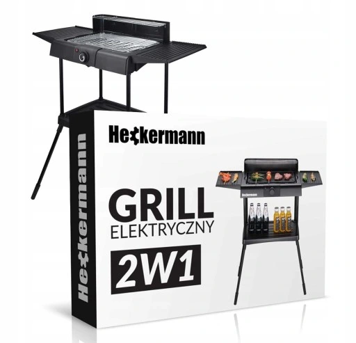 DUŻY GRILL ELEKTRYCZNY OGRODOWY STOJĄCY 2000W 2w1