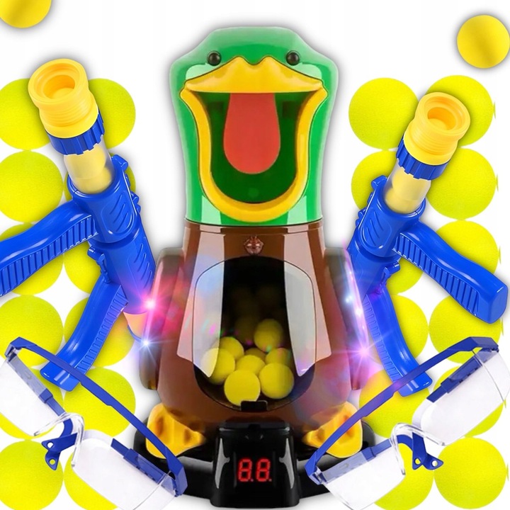 GRA KACZKA STRZELANIE DO CELU 2 PISTOLETY I 24 KULEK ZABAWKA DLA DZIECI