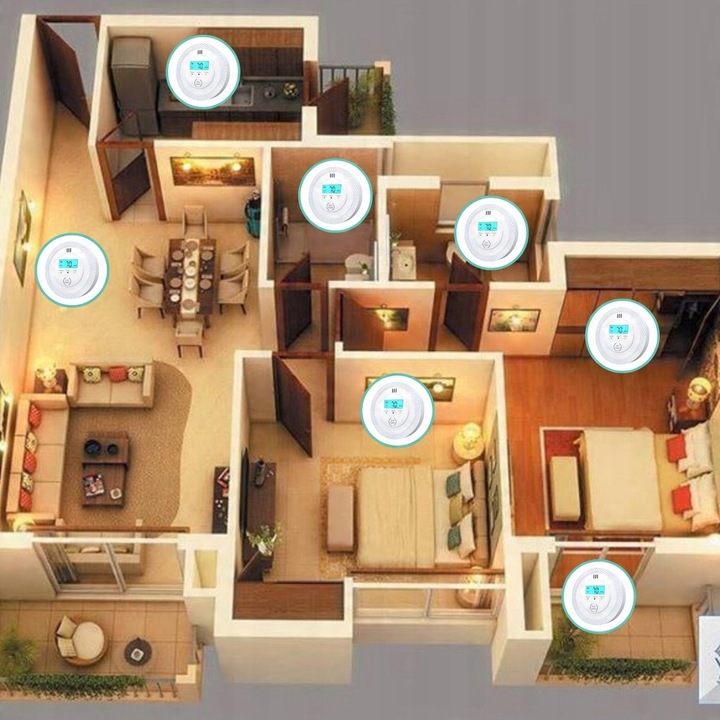 CZUJNIK CZADU GAZU TLENKU WĘGLA CO DETEKTOR LCD ALARM DŹWIĘKOWY I