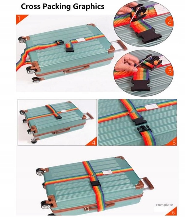 PAS PODWÓJNY SPINAJĄCY DO WALIZKI zabezpieczający 5cm 4m na BAGAŻU 1szt kol