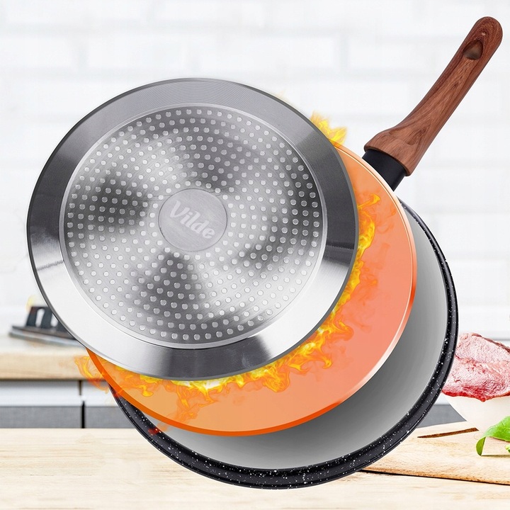 Patelnia GRANITOWA do naleśników placków omletów niska płaska 24 cm VILDE