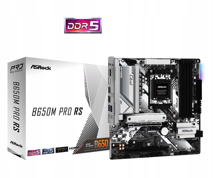Płyta główna ASrock B650M PRO RS AMD B650 DDR5 SATA3 M.2 PCIe4.0 AM5 mATX