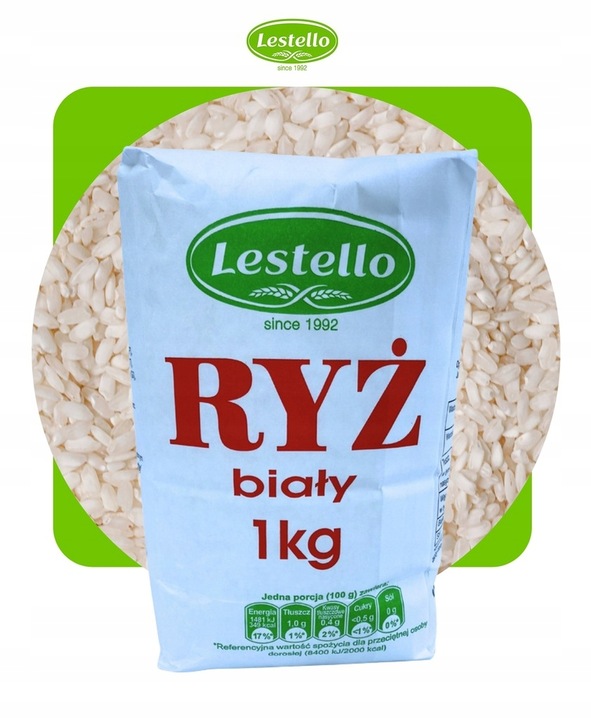 RYŻ BIAŁY 1 KG x 10 SZTUK VEGE NATURALNY LESTELLO