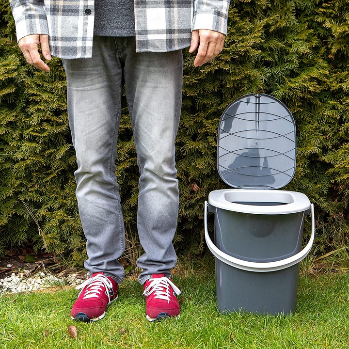TOALETA TURYSTYCZNA PRZENOŚNA 22L WIADRO WC KIBEL Z DESKĄ UCHWYT + WORKI