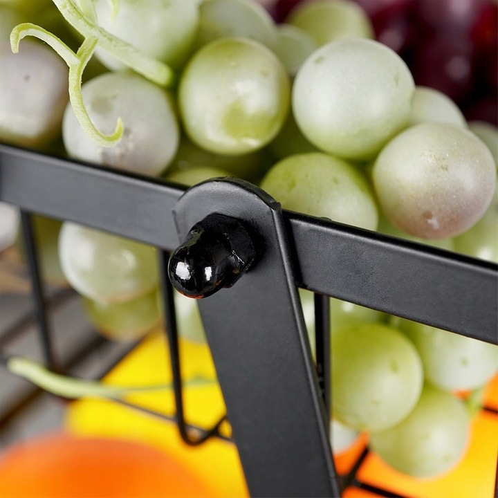 Koszyk DWUPOZIOMOWY 2 piętrowy na owoce warzywa metalowy czarny patera