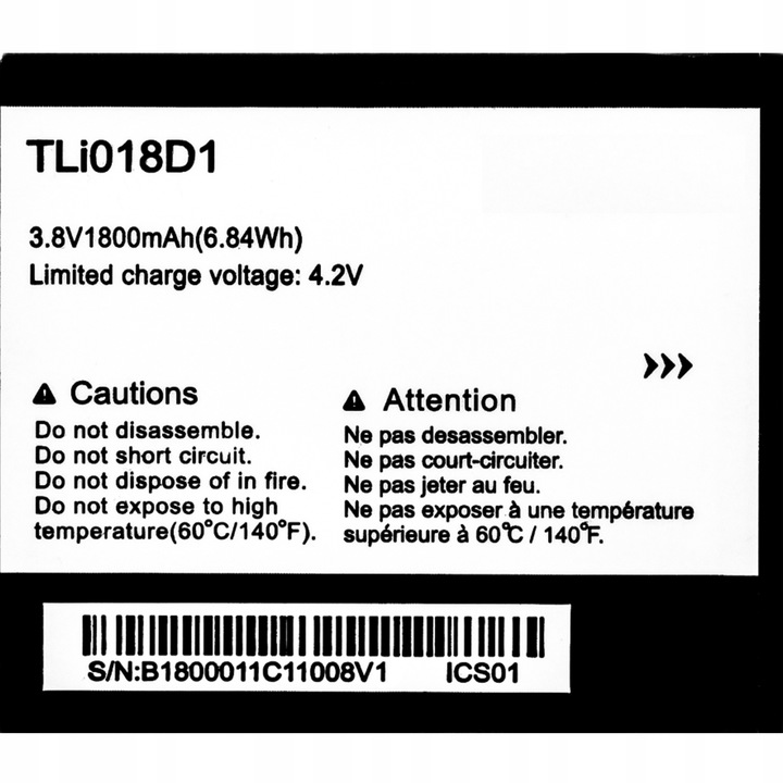 Nowa Bateria Do Alcatel Link Y858, Y858V, One Touch Pop 3, 5065 TLi018D1