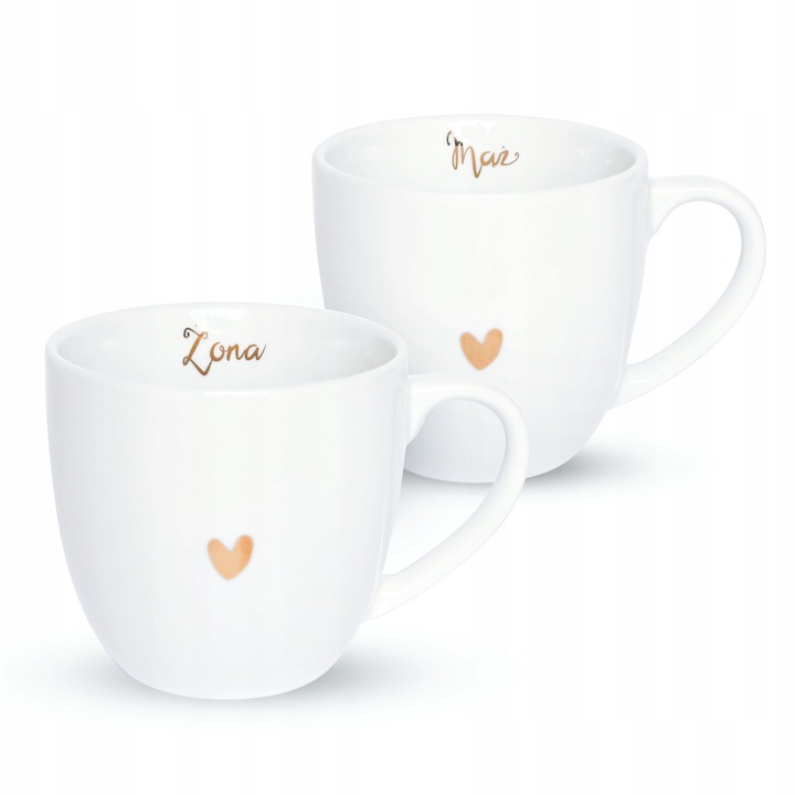 Prezent na ślub dla młodej pary Piękny zestaw porcelanowych kubków Mąż Żona