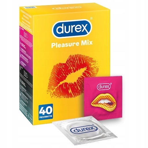 DUREX PLEASURE MIX 40 szt. 2 Różne Rodzaje Prezerwatywy Potęgujące Orgazm