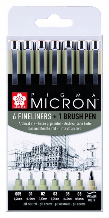 Zestaw Pigma Micron Black set 6+1 Sakura SA319