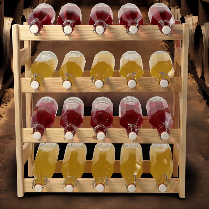 STOJAK REGAŁ NA WINO BUTELKI DREWNIANY 20 BUTELEK PÓŁKA NA ALKOHOL