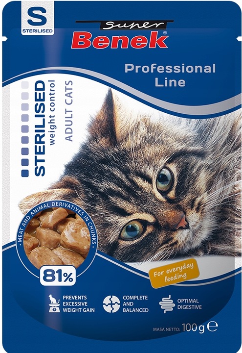 Super Benek Sterilised Saszetki dla kota 24x100g Mokra karma dla kota