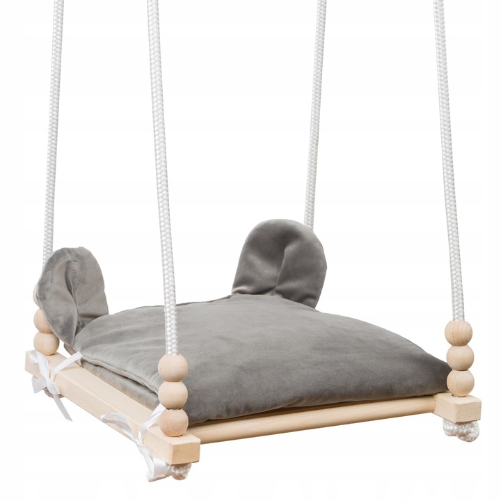 HUŚTAWKA DLA DZIECI DO DOMU I OGRODU TARAS 3W1 MOCNA DREWNIANA podusie miś