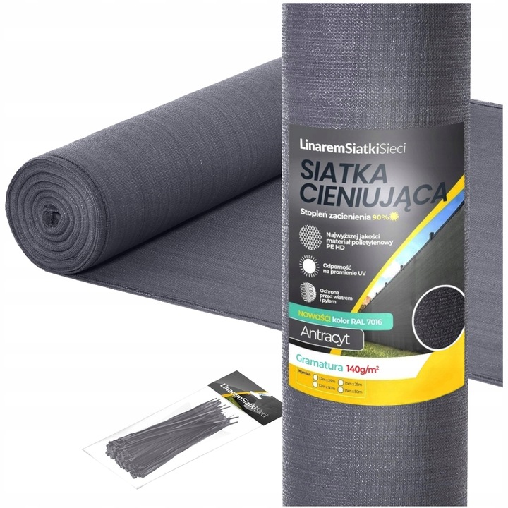 SIATKA CIENIUJĄCA 1,5x25m MASKUJĄCA 90% OSŁONA MATA NA OGRODZENIE PŁOT