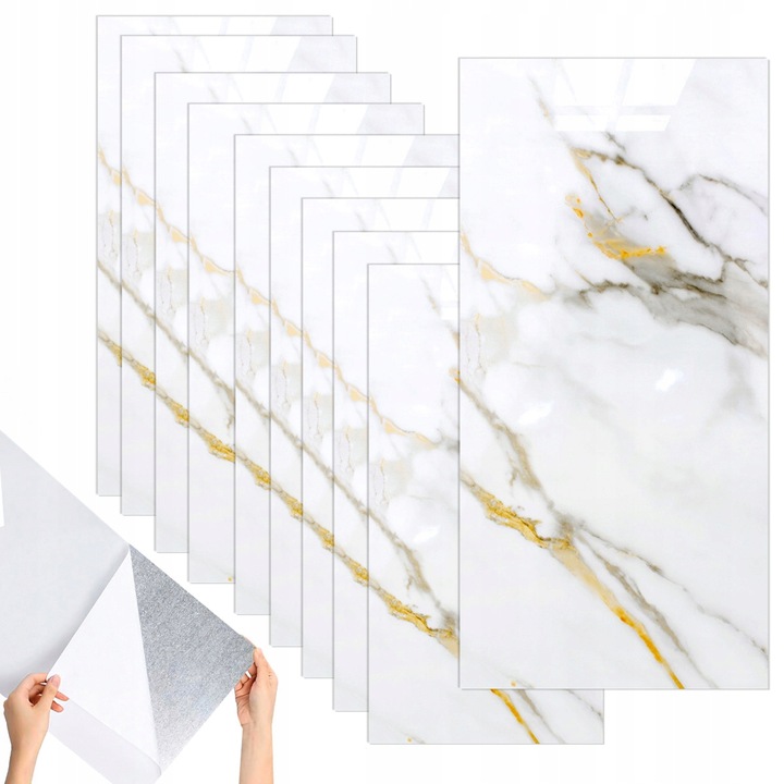 x10 PANELE ŚCIENNE SAMOPRZYLEPNE MARMUR PCV LAMINAT POŁYSK 3D Płytki 30x60