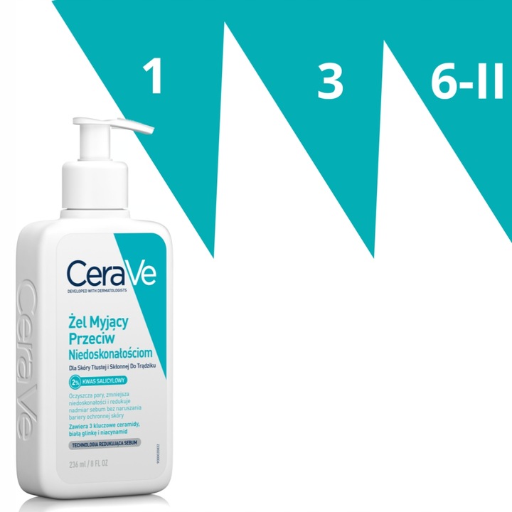CeraVe Żel Myjący Przeciw Niedoskonałościom, Skóra Trądzikowa 236ml x2