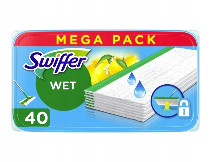 Swiffer Citrus Fresh, mokre chusteczki, wkłady do mopa, 40 sztuk