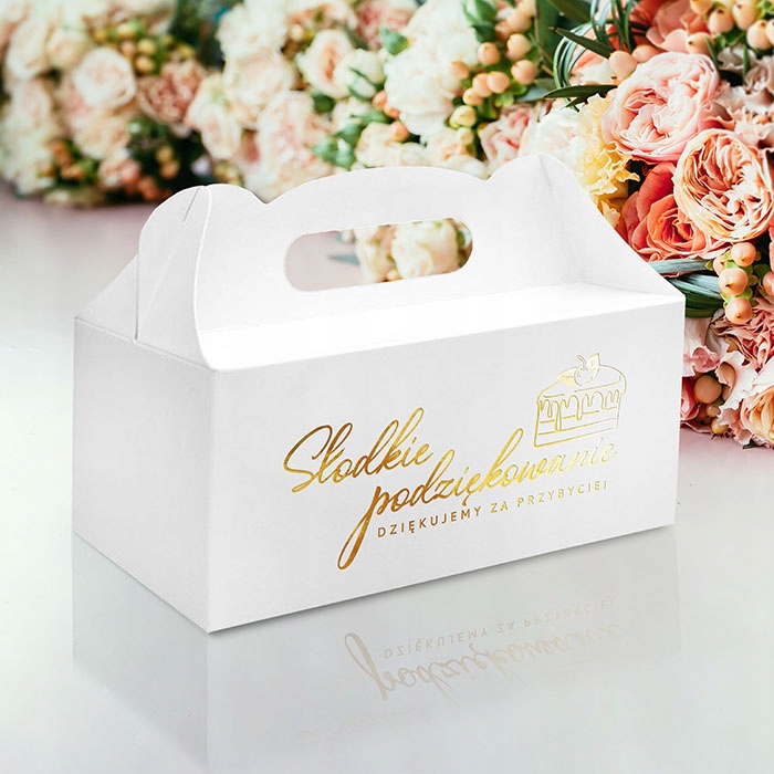 Pudełko na ciasto pudełka weselne złocone 10 szt