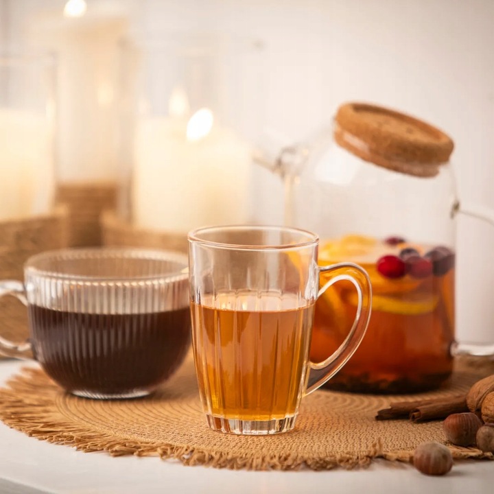 Zestaw 6 szklanek z uchem kubki do kawy latte Altom Design Venus 350 ml