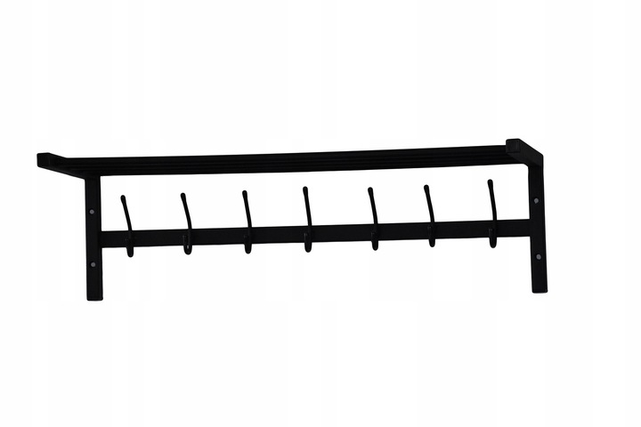 Wieszak wiszący na ubrania z półką 70 ścienny wyjątkowy, czarny