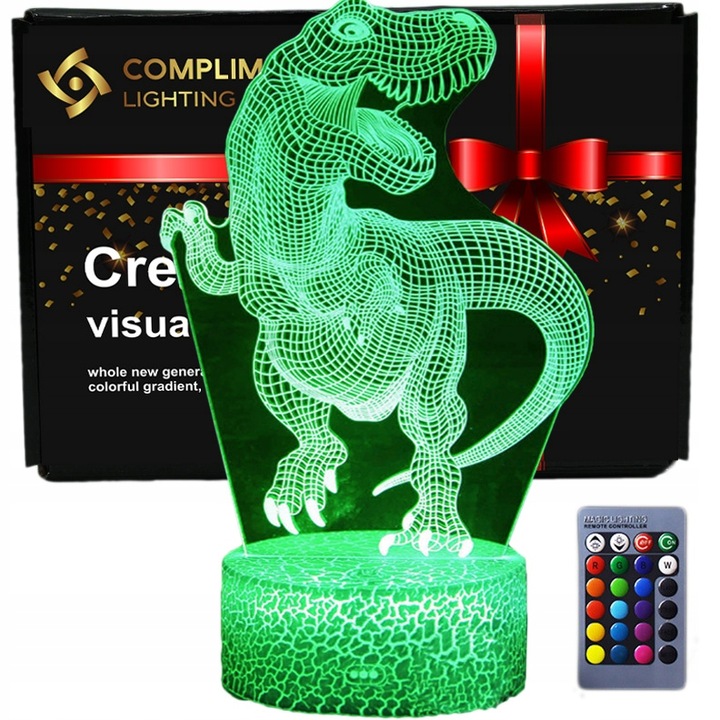 Lampka 3D nocna led usb + pilot Dinozaur T-Rex