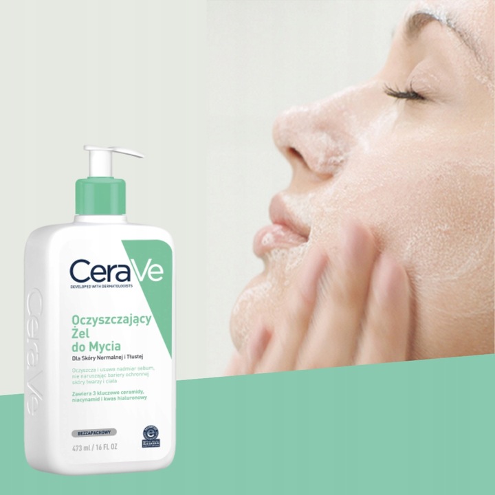 CeraVe Żel Oczyszczający do Mycia Skóra Tłusta 473ml + GRATIS