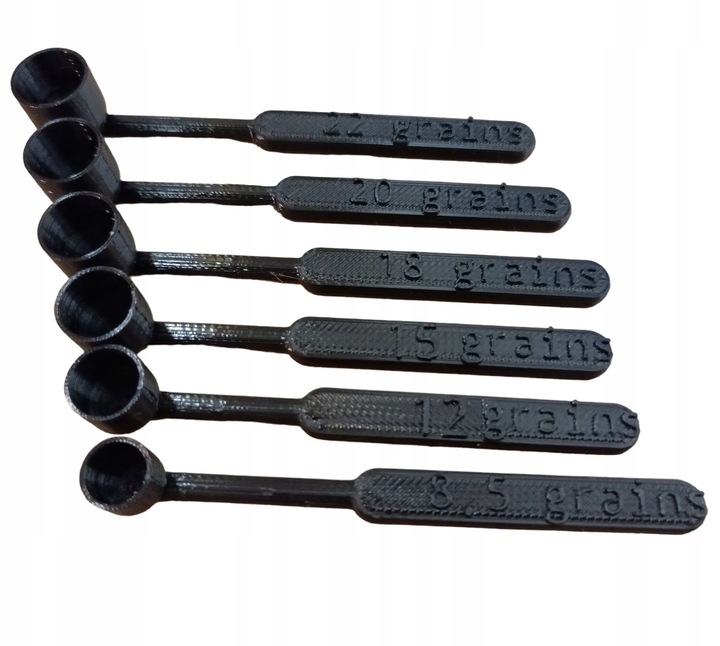 Zestaw 6 miarek do prochu 8,5 12 15 18 20 22Grains