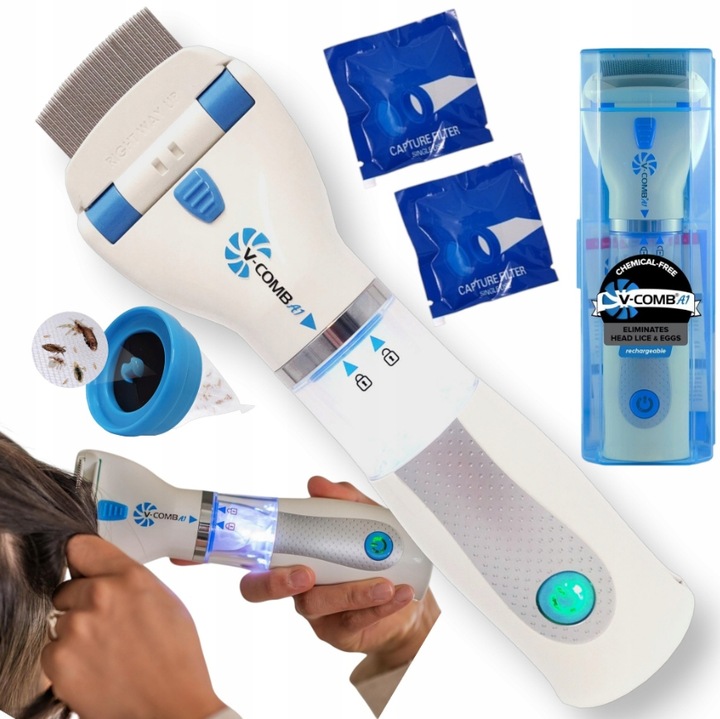 GRZEBIEŃ NA WSZY GNIDY USUWA PCHŁY ELEKTRYCZNY FILTR ODKURZACZ TERMINATOR