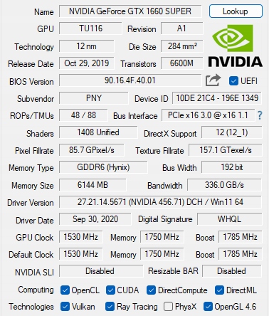 Karta graficzna PNY GeForce GTX 1660 SUPER GDDR6 6 GB HDMI DP DVI