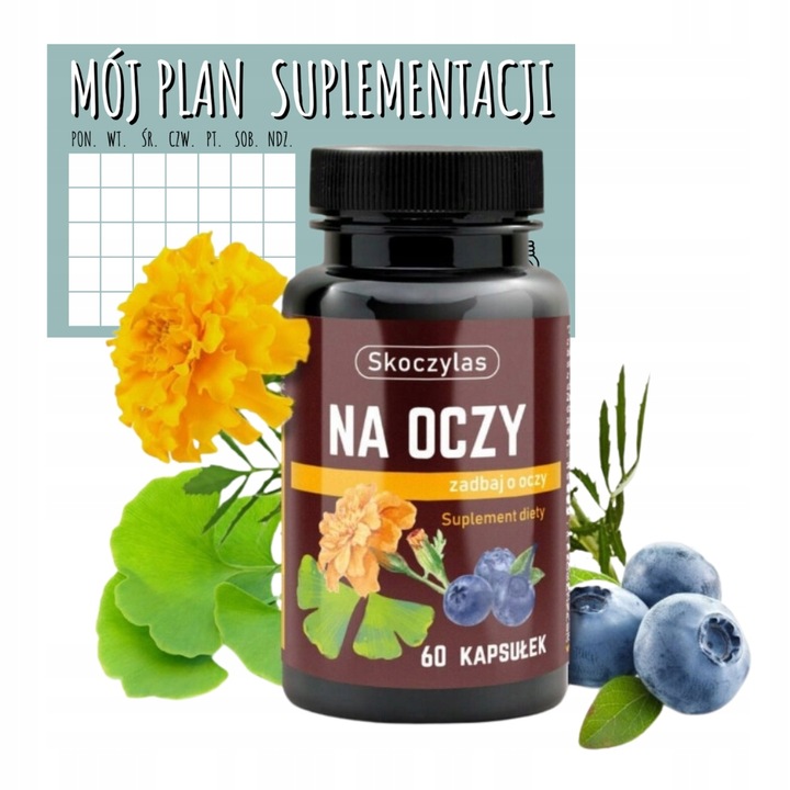 Skoczylas Na OCZY z borówką i luteiną 60 kaps. + Naklejka z planem GRATIS!