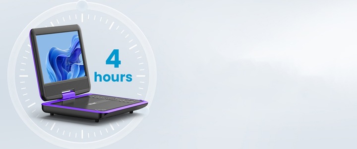 PRZENOŚNY SAMOCHODOWY ODTWARZACZ DVD 9'' LCD FIOLETOWY na 2000mAh Baterią