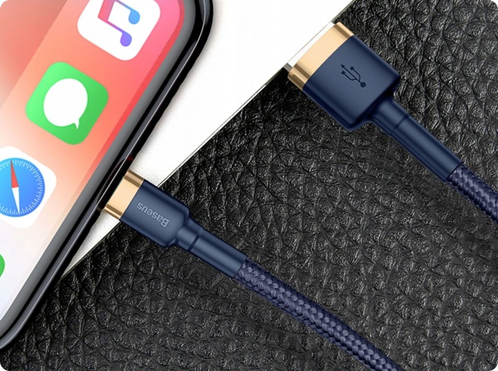 BASEUS MOCNY KABEL USB DO LIGHTNING IPHONE IPAD PRZEWÓD OPLOT 2.4A 100cm