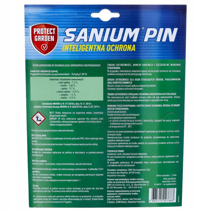 Sanium Pin Owadobójcze Pałeczki + Nawóz 40sztuk miseczniki mączliki