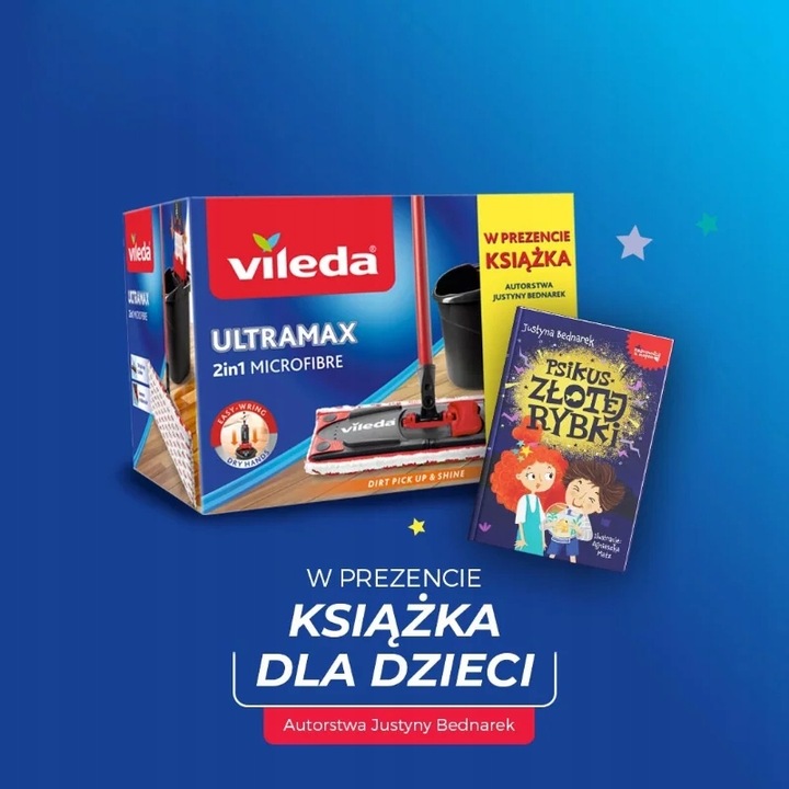Vileda mop ULTRAMAX mop płaski wiadro ZESTAW BOX + GRATIS