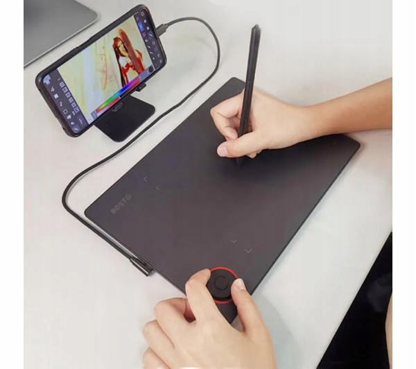 Tablet graficzny Bosto T608 188 x 145 mm 5080 lpi USB-C dla grafika Czarny